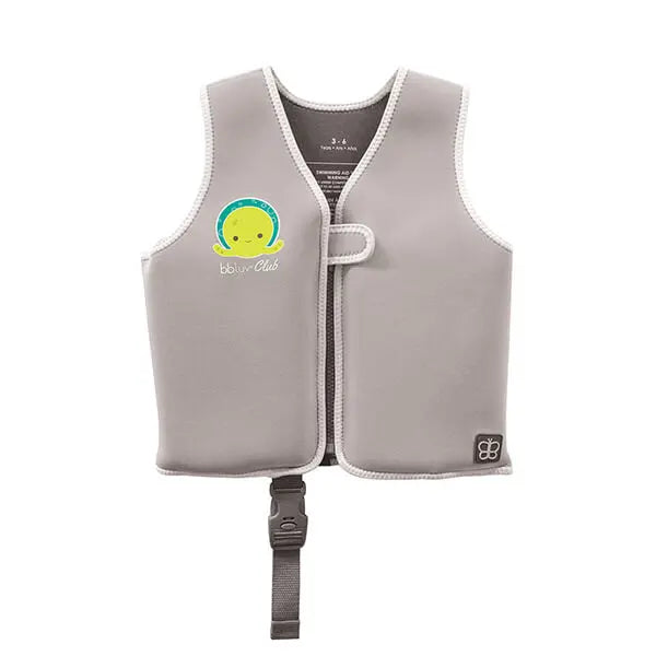 BBLUV Naj Evolutive Neoprene Swim Vest Grey with visible front buckle and adjustable strap for secure fit.