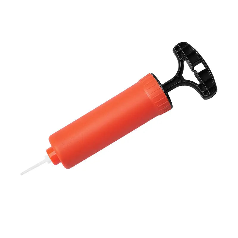 BC Babycare Adjustable Basketball Stand hand pump in orange with black ergonomic handle, for inflating balls.