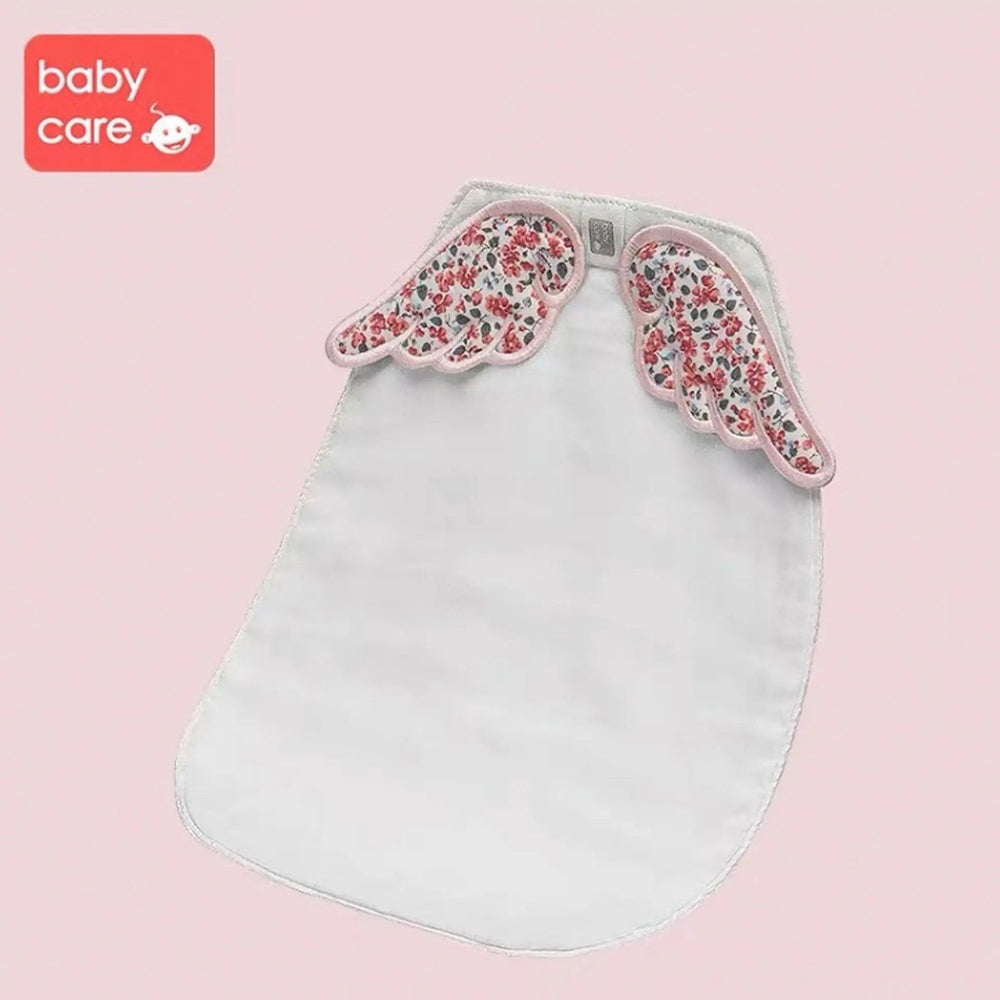 BC Babycare Baby Gauze with pale white fabric and pink floral wing appliqués, a soft baby care accessory