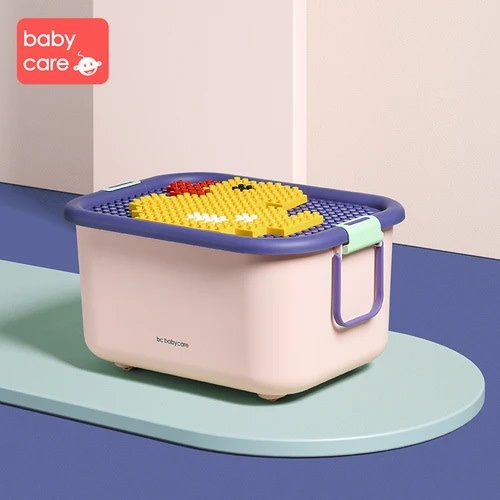 BC Babycare Building Blocks Storage Box with blue lid and colorful interlocking blocks inside