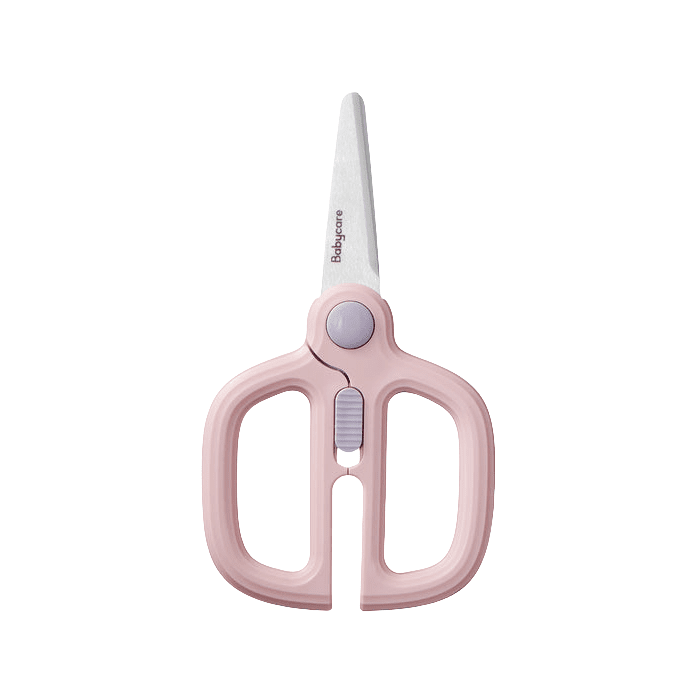 BC Babycare ceramic scissors with safety lock, pink handle for nursing and feeding