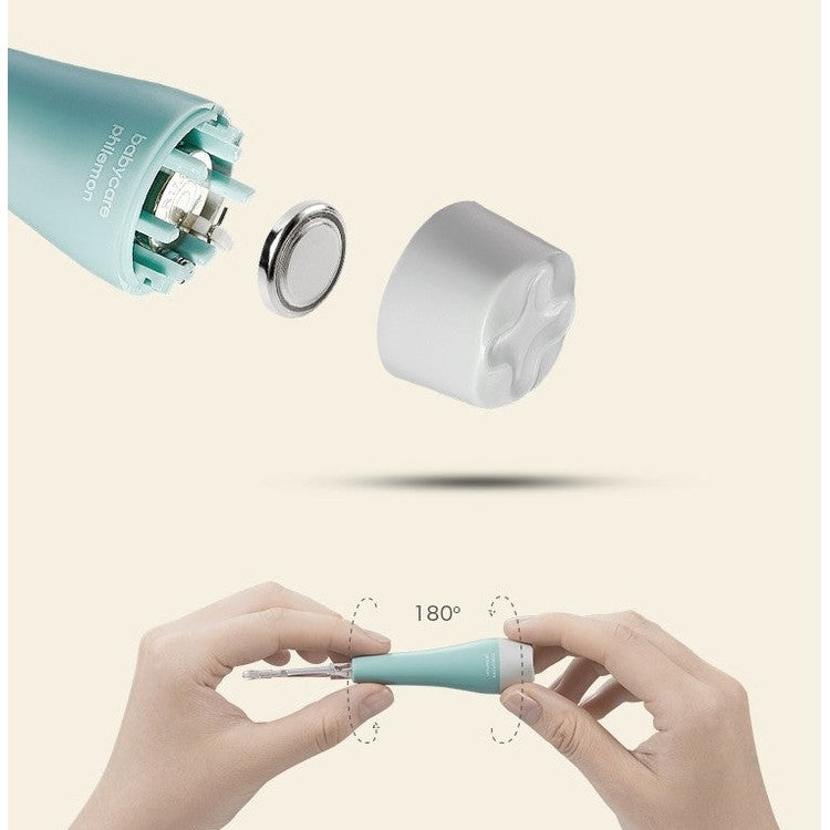 BC Babycare Ear Wax Removal Kit in turquoise with detachable metal tip and white cap