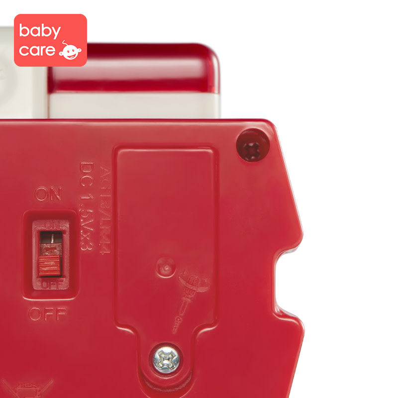 BC Babycare Fire Station Adventure Toy Set red plastic playset with safety switch
