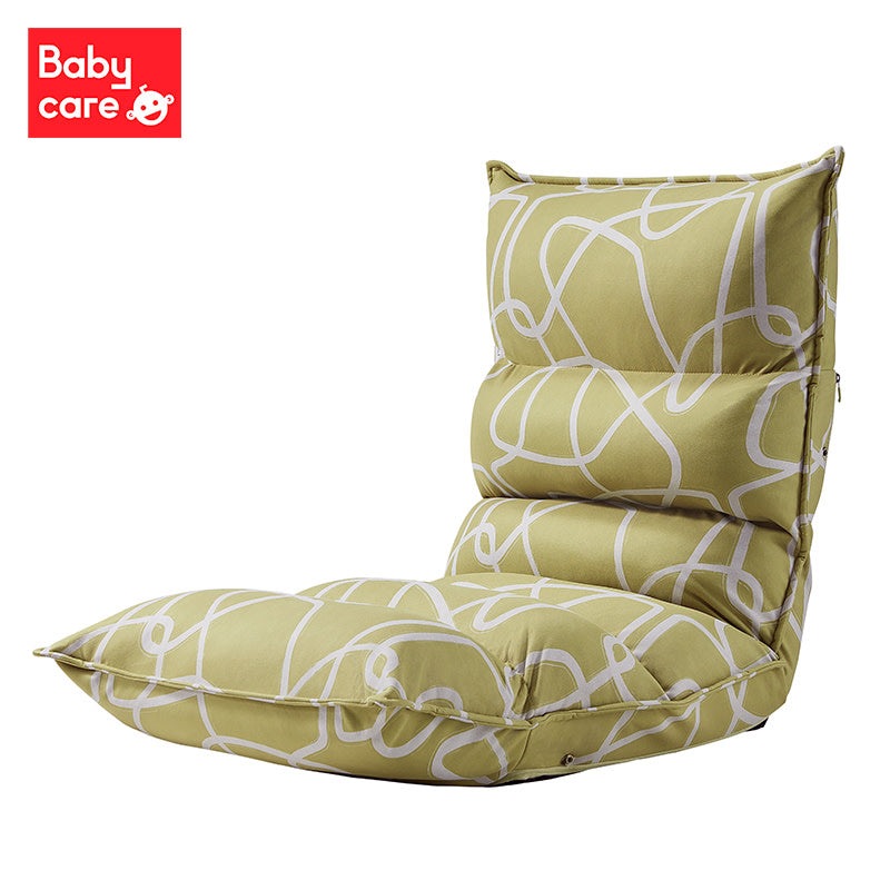 Bc Babycare latex-stuffed adjustable nursing chair in olive green with white abstract pattern