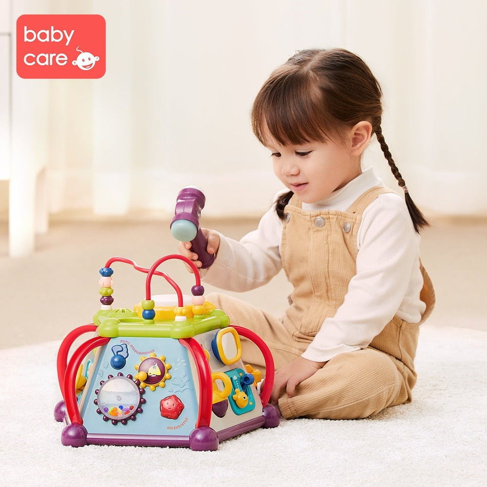 BC Babycare Learning Activity Cube Plus toy with colorful bead maze and shape slots