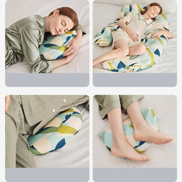 BC Babycare Maternal Body Pillow with colorful geometric cover for pregnancy support