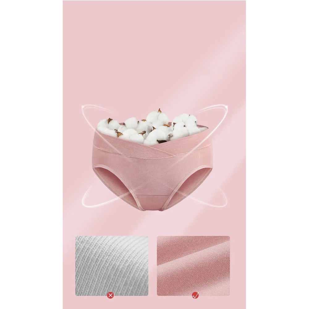 BC Babycare Maternity Underwear Pink shown filled with cotton, highlighting soft cotton-blend fabric and full-coverage briefs.