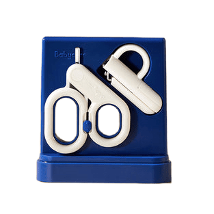 BC Babycare Nail Care Kit white and blue three-piece baby grooming set on a stand