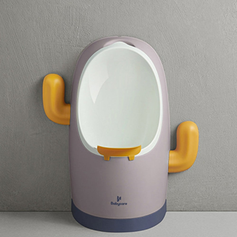 Bc Babycare potty training urinal for boys, purple with yellow handles and white bowl