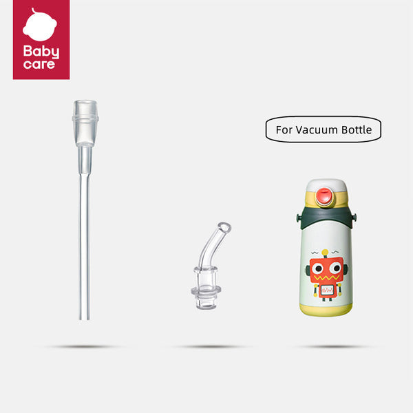 BC Babycare vacuum bottle straw replacement set, 3-piece clear adapters for vacuum bottle, includes long straw and curved connector