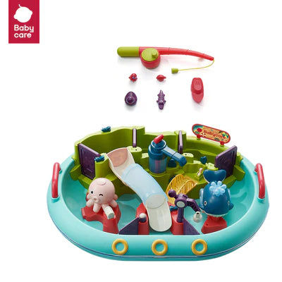 BC Babycare Water Park Toy Set: round aqua bath pool with slide, baby figures and colorful accessories (6 pieces)