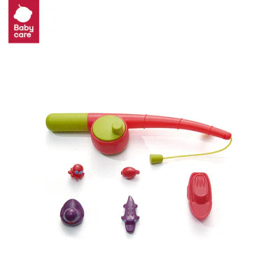 BC Babycare Water Park Toy Set with green and red launcher and six colorful bath accessories