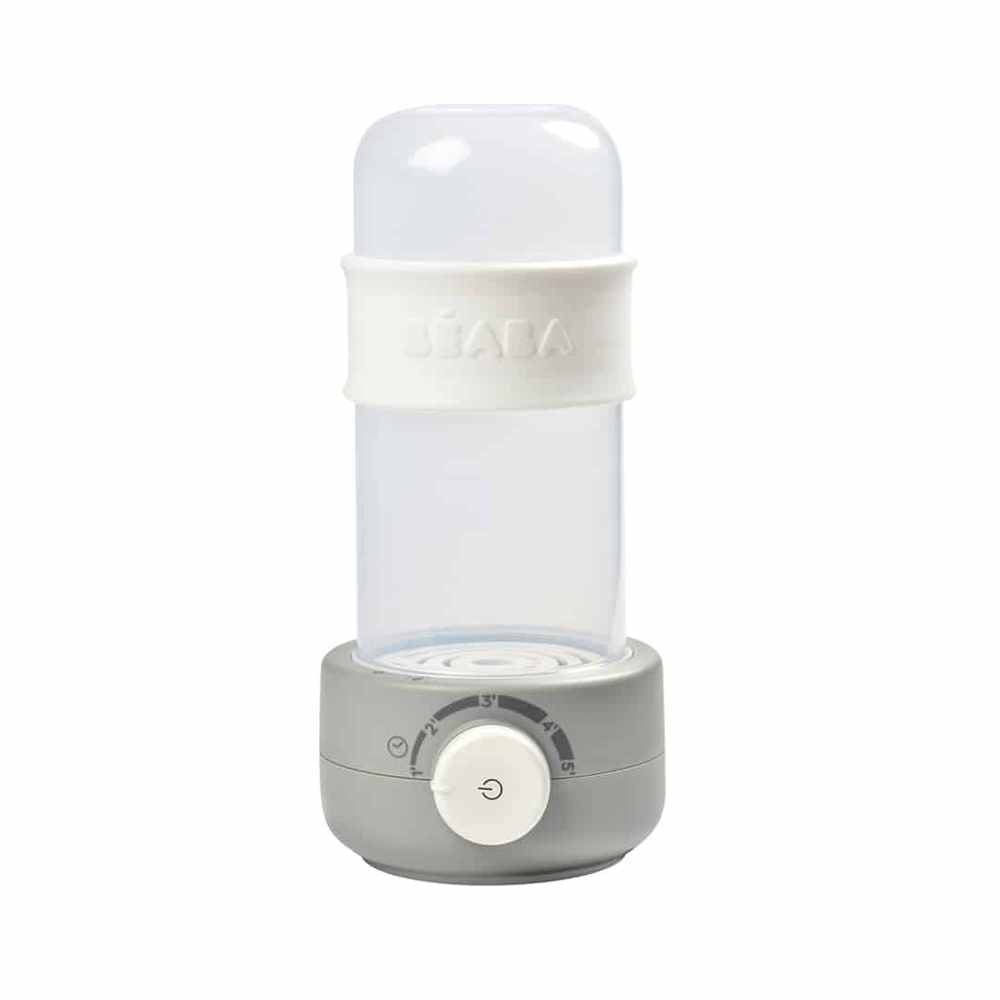 Beaba Ultra Fast Bottle Warmer Cloud; white/gray compact warmer with dial timer