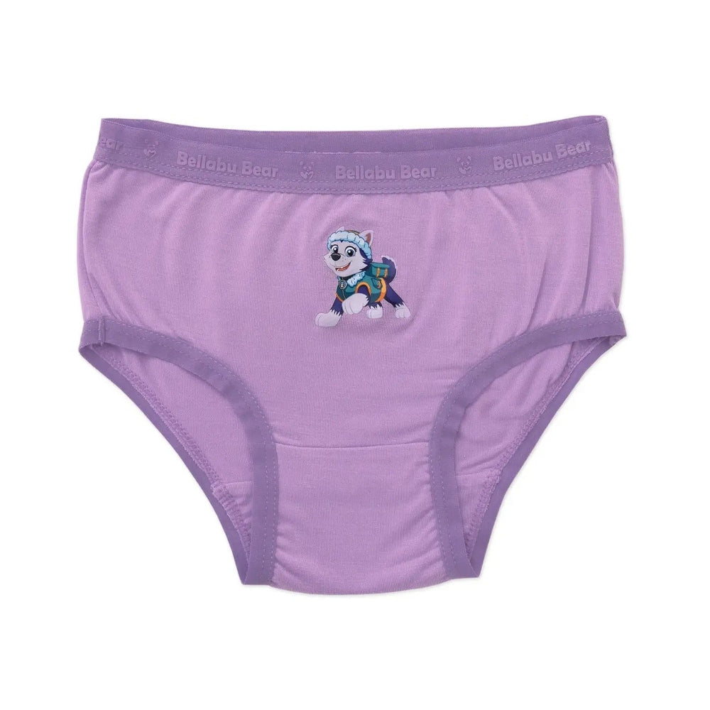 Bellabu Bear Paw Patrol bamboo underwear for girls, purple with a playful pup graphic.