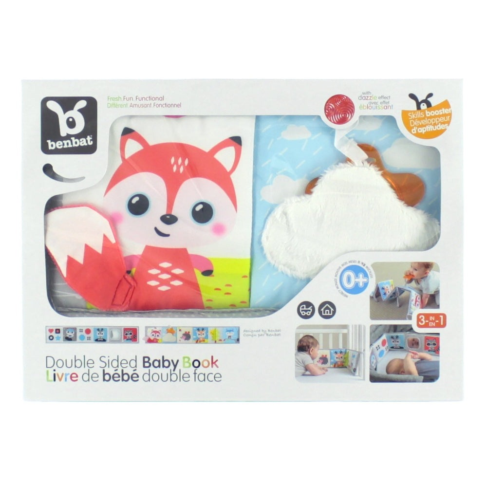 Benbat Double Sided Baby Book by BENBAT featuring a colorful fox illustration and plush cloud panel