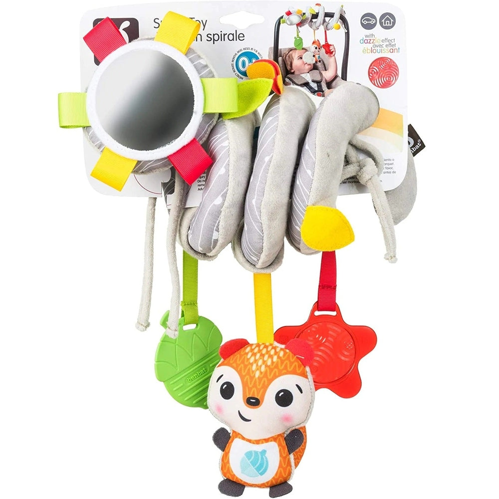 Benbat spiral baby toy with colorful ribbons and a plush fox charm