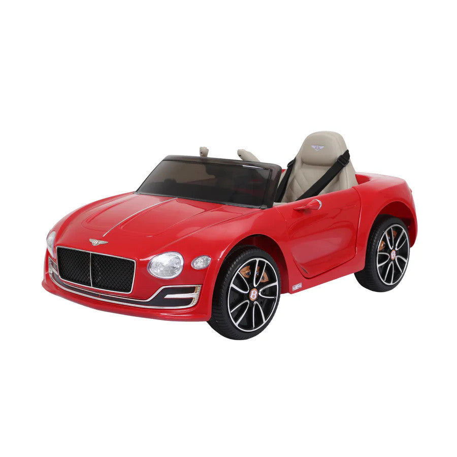 Bentley Exp 12 Speed 6E ride-on car for kids, red with beige interior and large spoke wheels