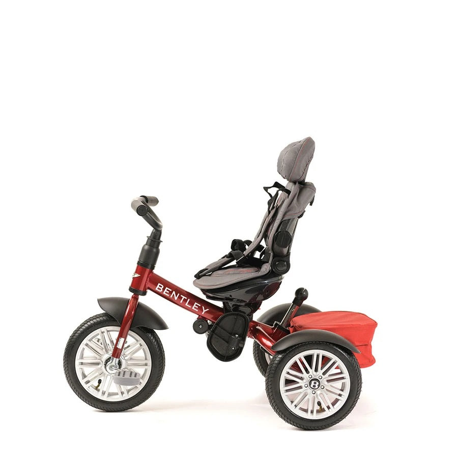 Bentley Trike 6-In-1 V2 Dragon Red toddler tricycle with reclining seat and safety harness