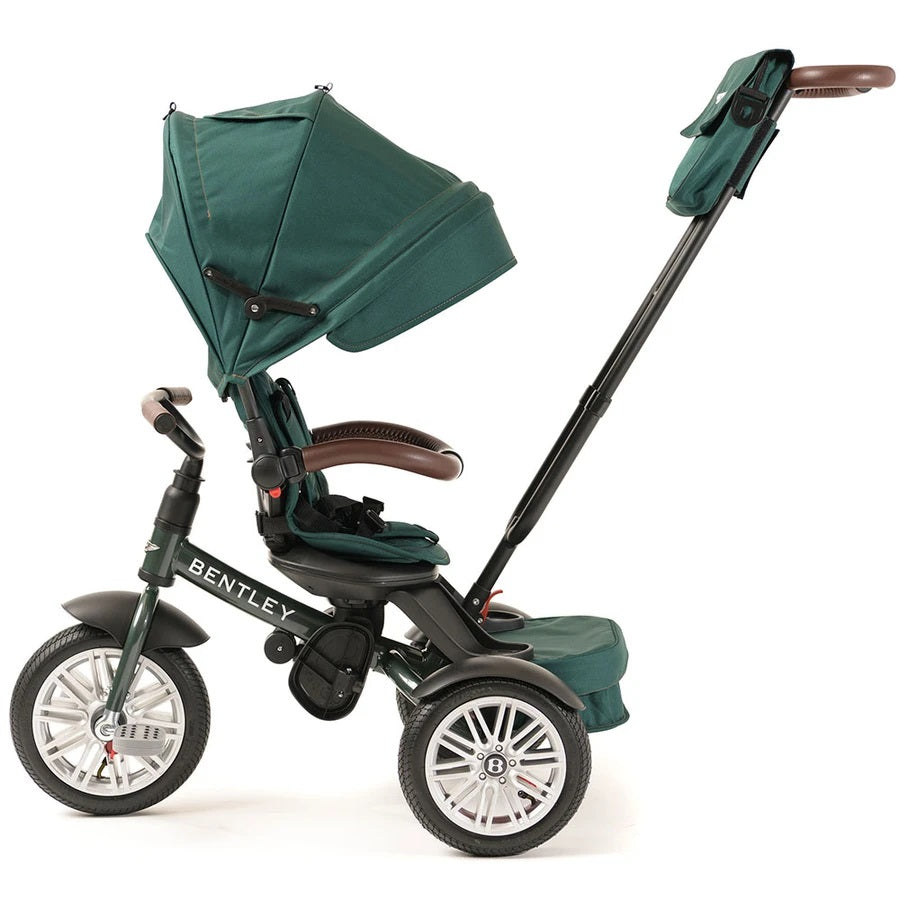 Bentley Trike 6-in-1 V2 Spruce Green toddler tricycle with canopy and adjustable push handle
