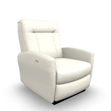 Best Home Furnishings Power-Recliner Costilla armchair in white upholstery, shown with side controls for easy reclining.