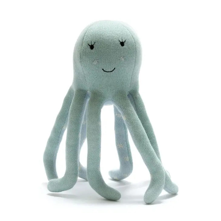Best Years sea green tactile knitted organic cotton octopus plush toy