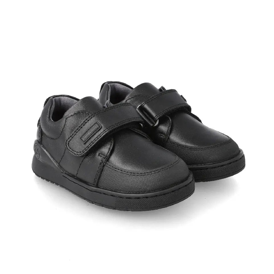Biomecanics Black Napa Velcro School Shoes, black leather with Velcro strap fastened, perfect for uniform wear