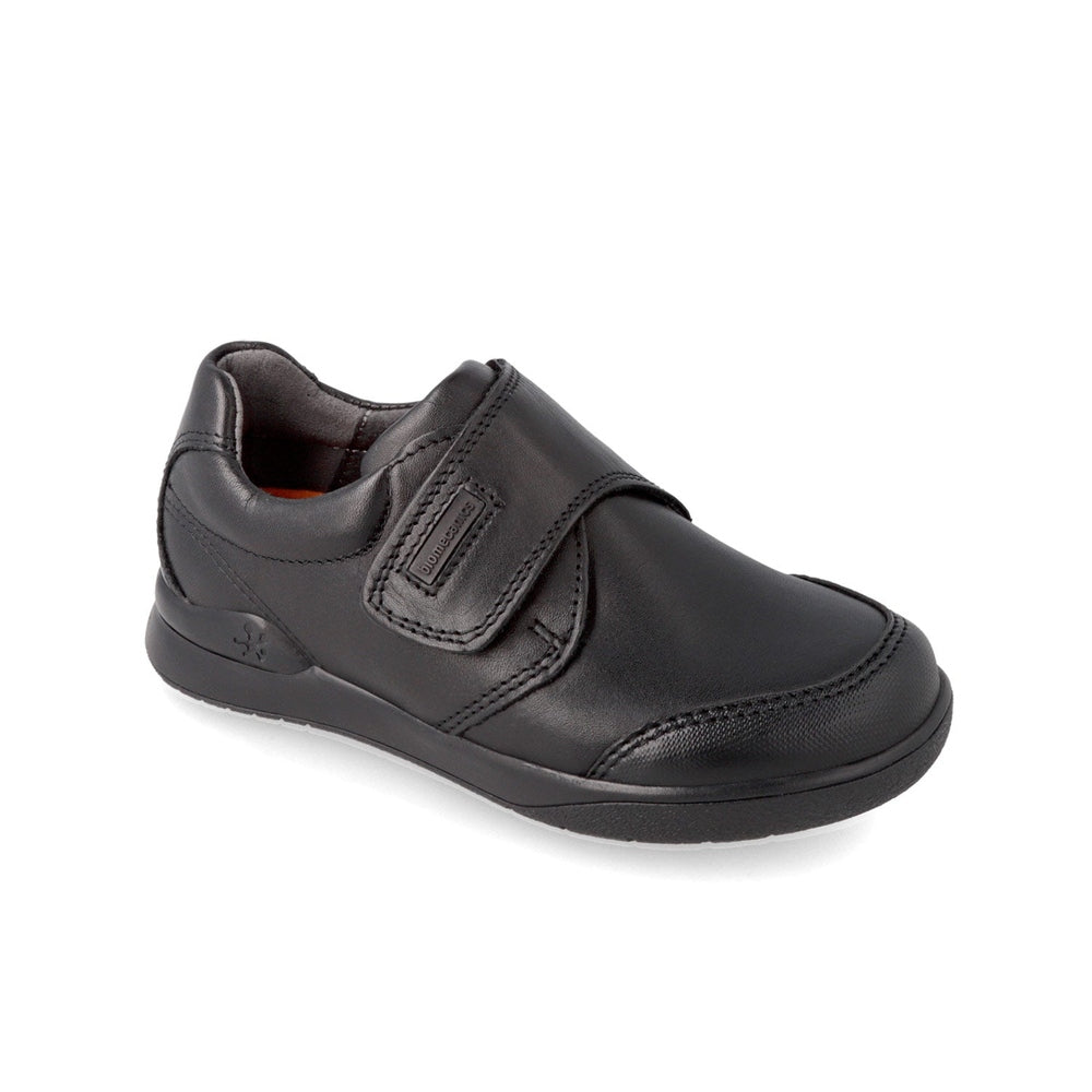 Biomecanics black napa Velcro school shoe for kids, leather upper, cushioned sole