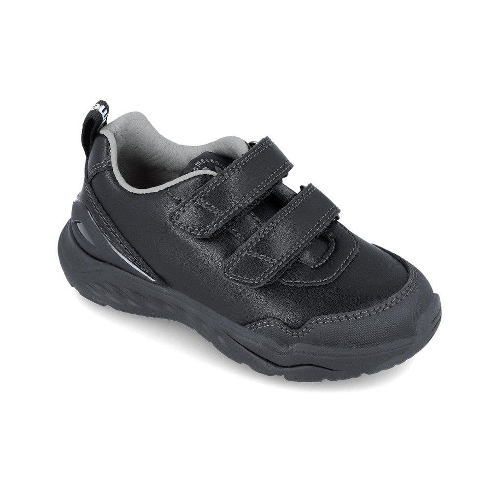 Biomecanics black napa leather sneaker with dual Velcro straps