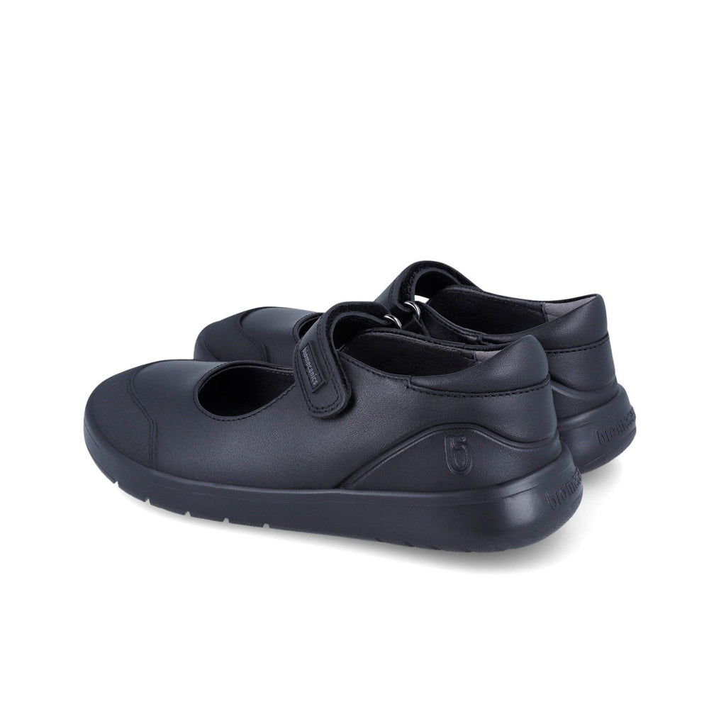 Biomecanics black Napa leather girls' school shoes with Velcro strap, pair