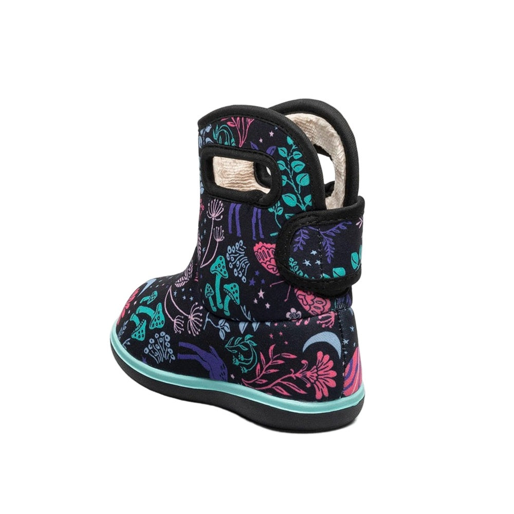 BOGS Baby Bogs II Cosmic Forest boot for infants with multicolor woodland print and turquoise sole