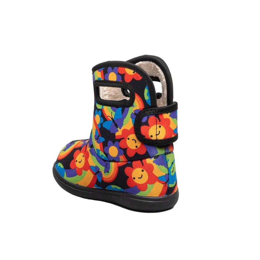 BOGS Baby Bogs Rainboots II Rainbow Planet toddler boot in rainbow floral print with black sole