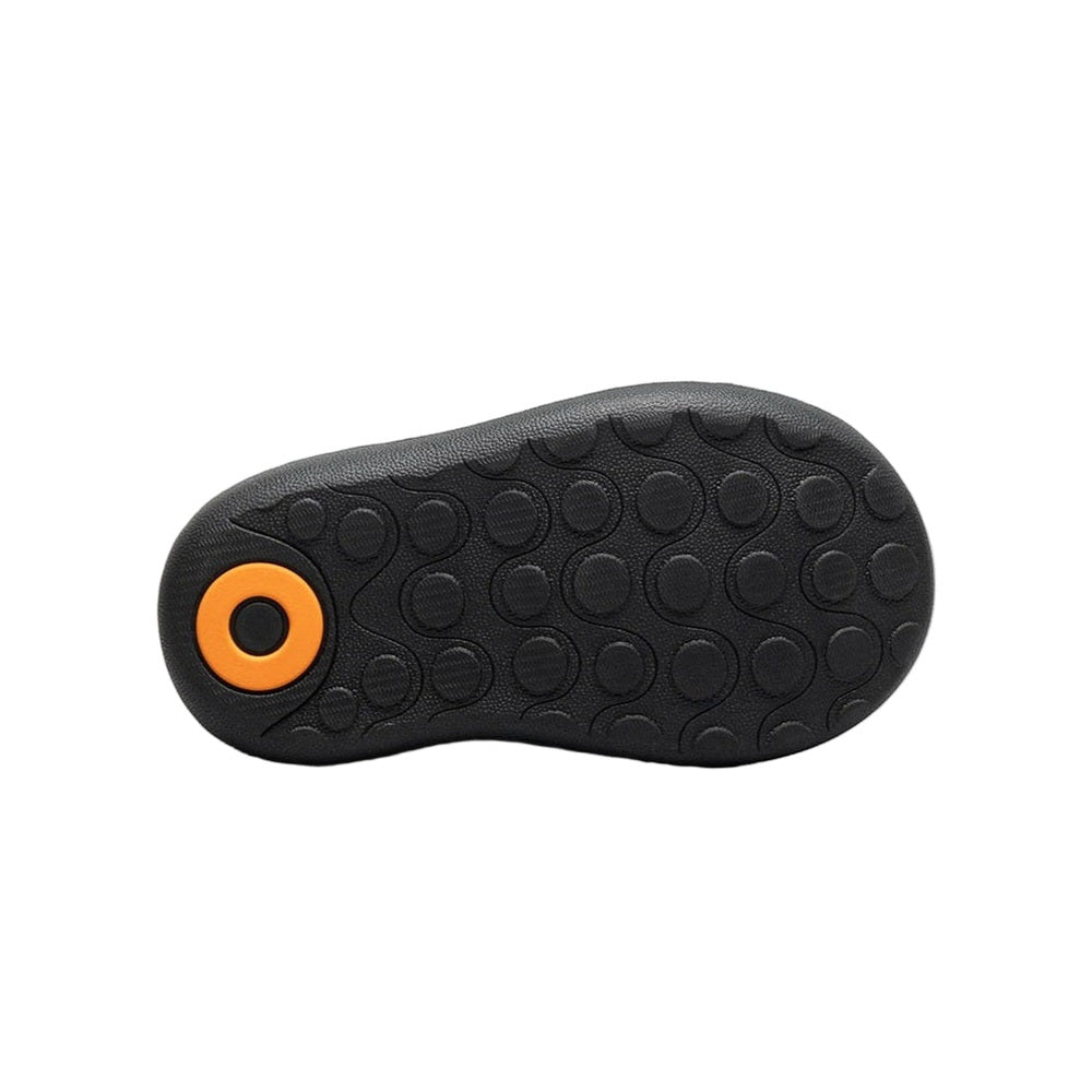 BOGS Baby Bogs II Rainbow Planet toddler boot sole in black rubber with orange ring accent