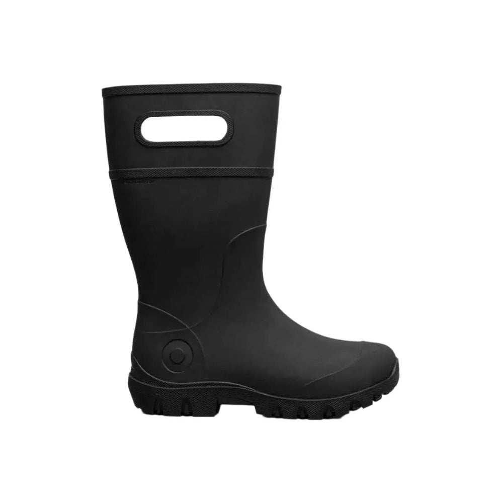 BOGS Essential Rain Tall Kids Rain Boots Black with top-handle cutout and rugged tread for outdoors