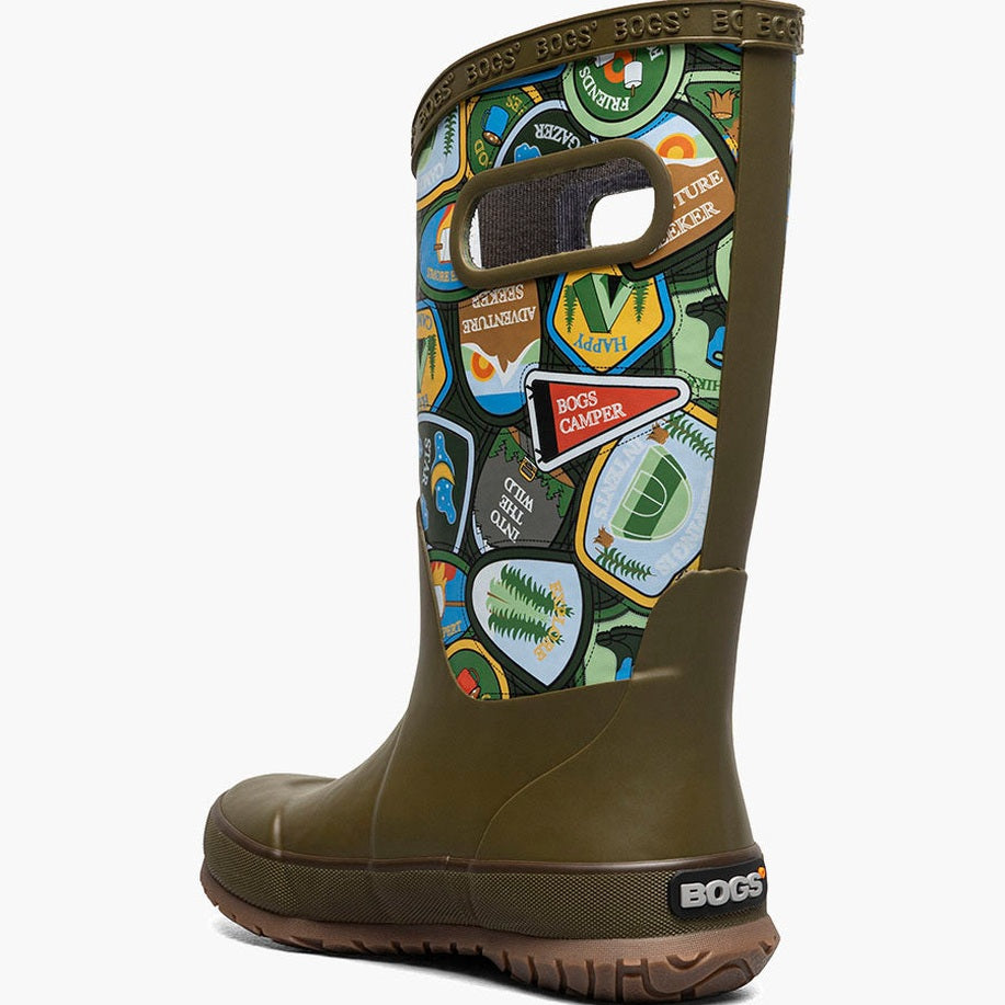 Bogs Rainboot Camping Patches Army Green Multi