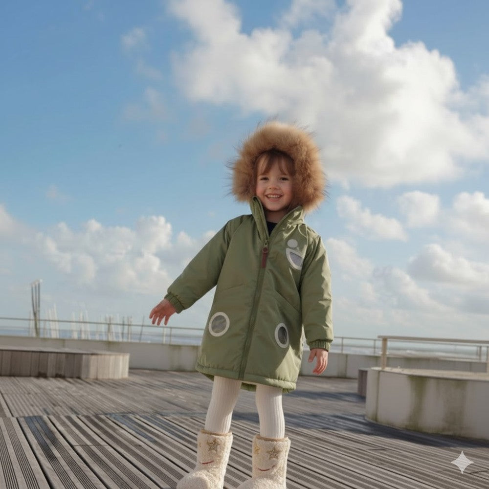 Boxbo Wistiti Fleece Lined Waterproof & Snowproof Fur Jacket Oliver Green