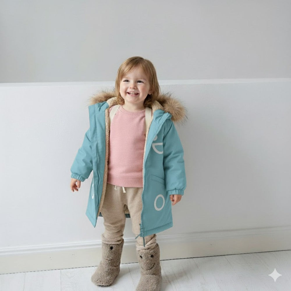 Boxbo Wistiti Fleece Lined Waterproof & Snowproof Fur Jacket Blue