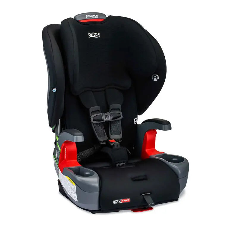 Britax Grow With You Clicktight Car Seat Safewash, black with gray accents, 5-point harness engaged.