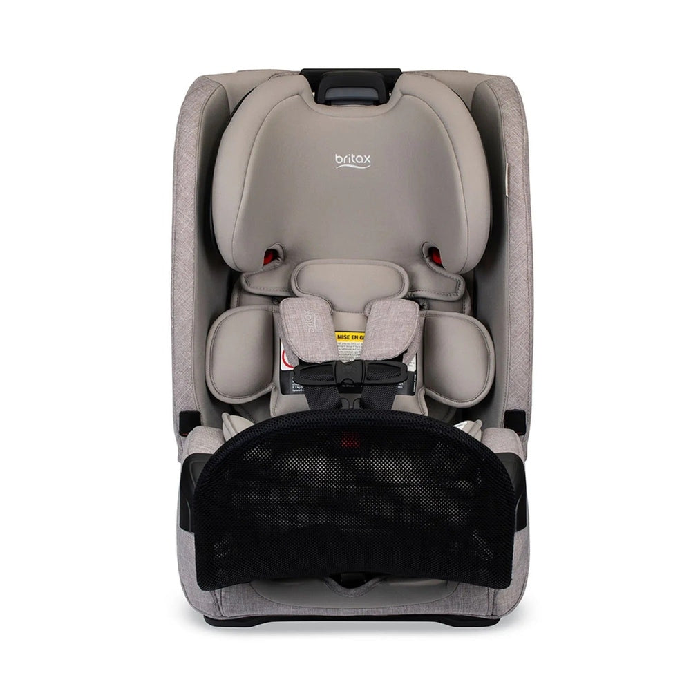 Britax One4Life Slim ClickTight all-in-one car seat in gray, with five-point harness and padded headrest.