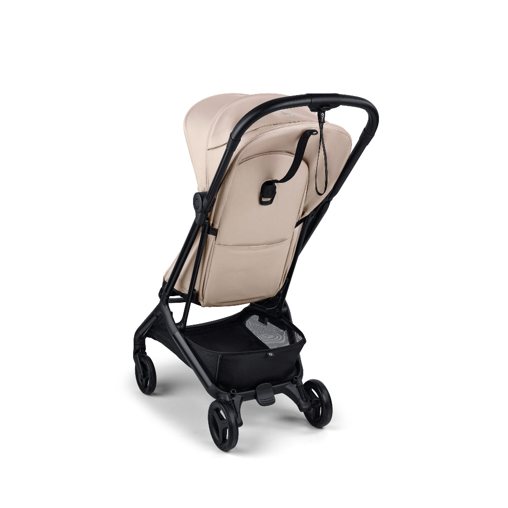 Bugaboo Butterfly 2 stroller complete in beige with black frame and under-seat basket