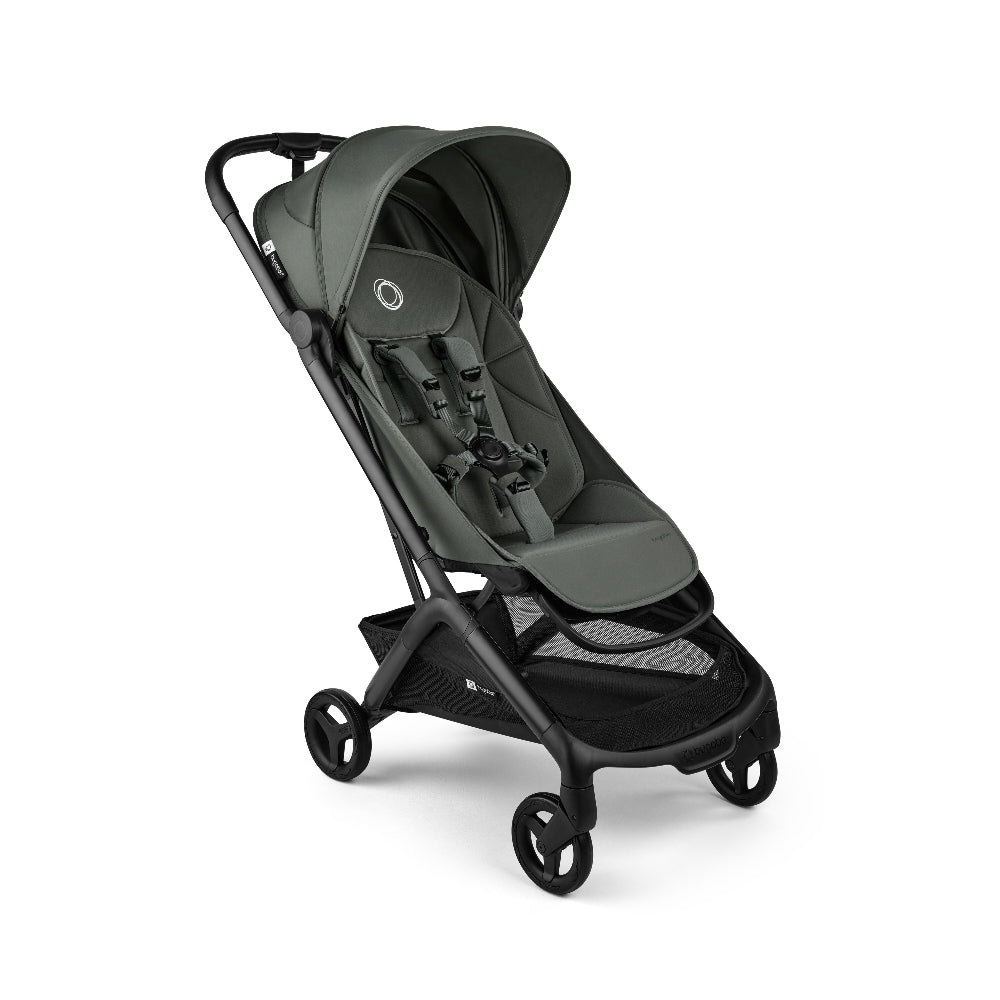 Bugaboo Butterfly 2 stroller in olive green with canopy, black frame and four wheels