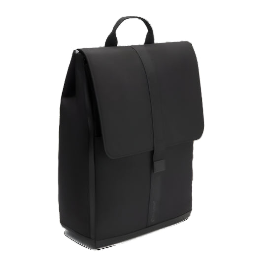 Bugaboo Changing Backpack in black with front flap and top carry handle, durable diaper bag.