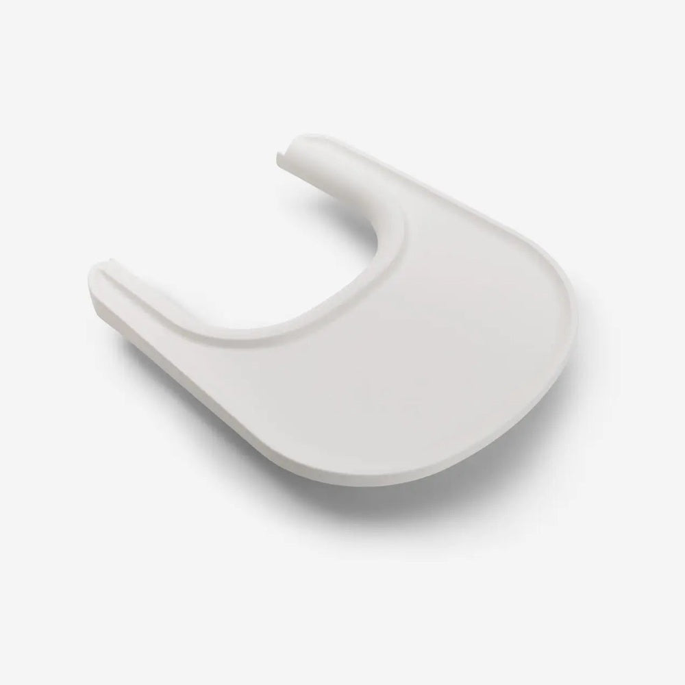 Bugaboo Giraffe Complete High Chair Set tray in white plastic with curved lip, ready to attach.