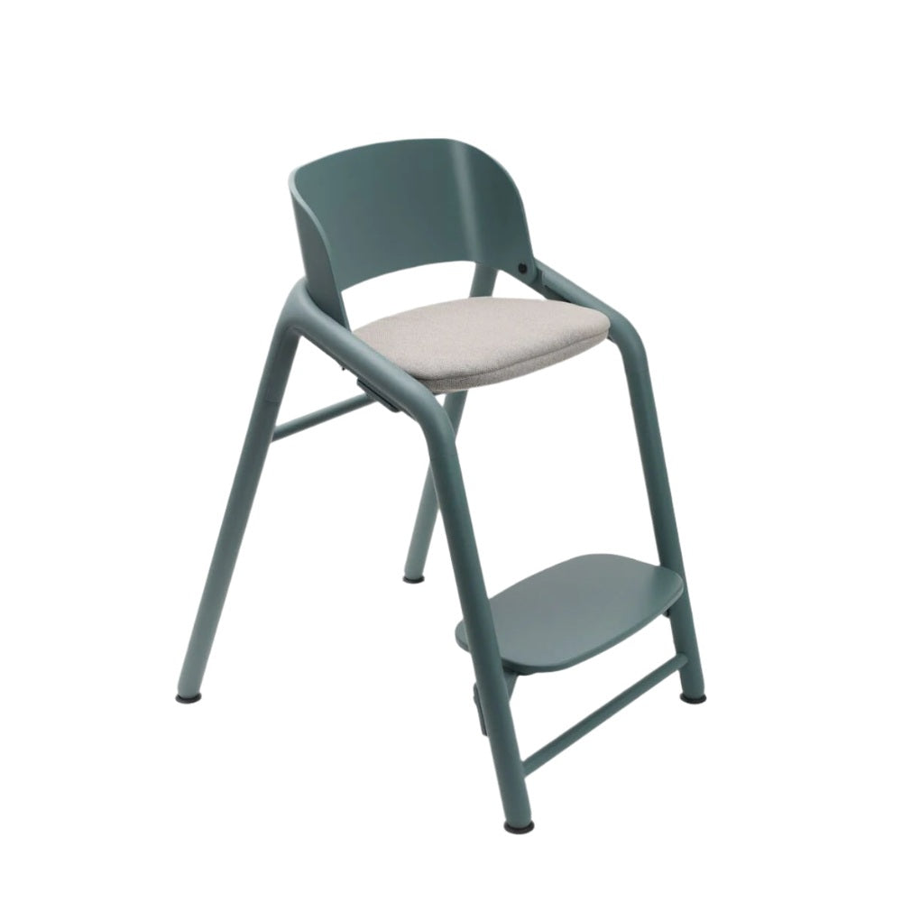 Bugaboo Giraffe Junior high chair teal frame with grey woven cushion