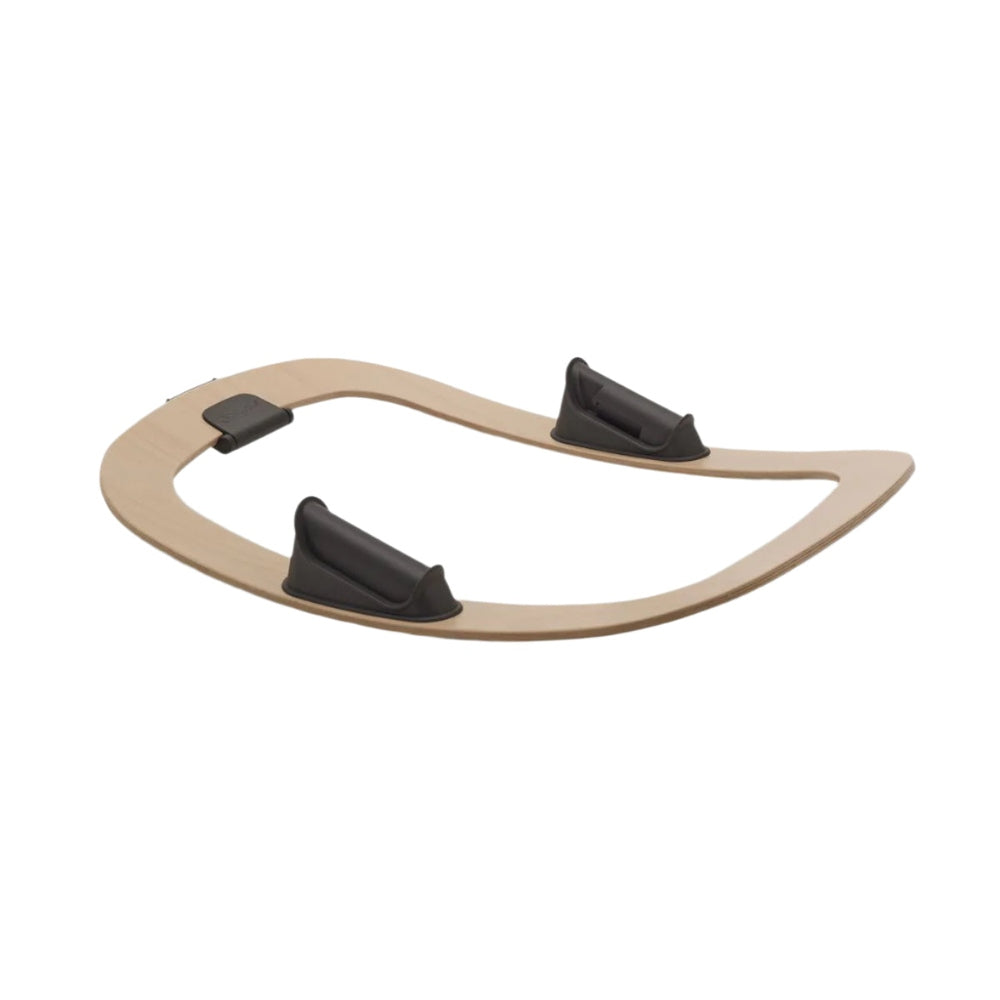 Bugaboo Giraffe rocker frame in neutral wood for high chair seating