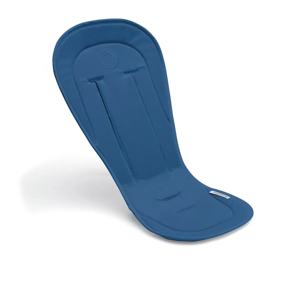 Bugaboo Seat Liner in blue, padded contoured stroller insert that cushions and supports the baby.