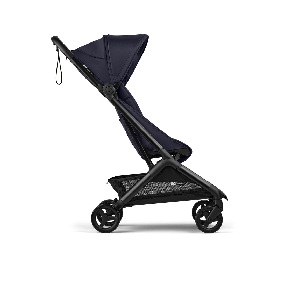 Bugaboo Butterfly 2 Plus Lightweight Travel Stroller in Deep Indigo basket storage view