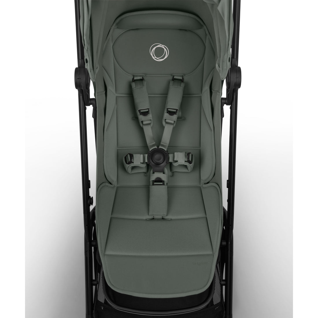 Bugaboo Butterfly 2 Plus Lightweight Travel Stroller in Forest Green basket storage view