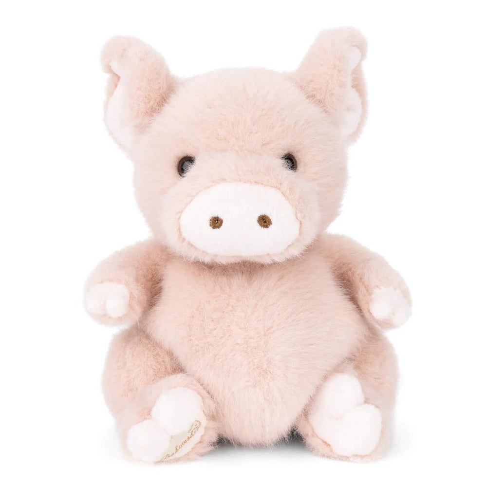 Bukowski Bears Baby Oink stuffed animal, soft pink plush with white snout and paws, sits upright.