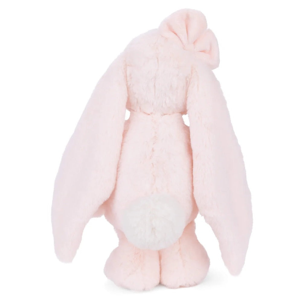 Bukowski Bears Friendly Kanina Floral Pink stuffed bunny standing upright with long ears and white belly for hugs.