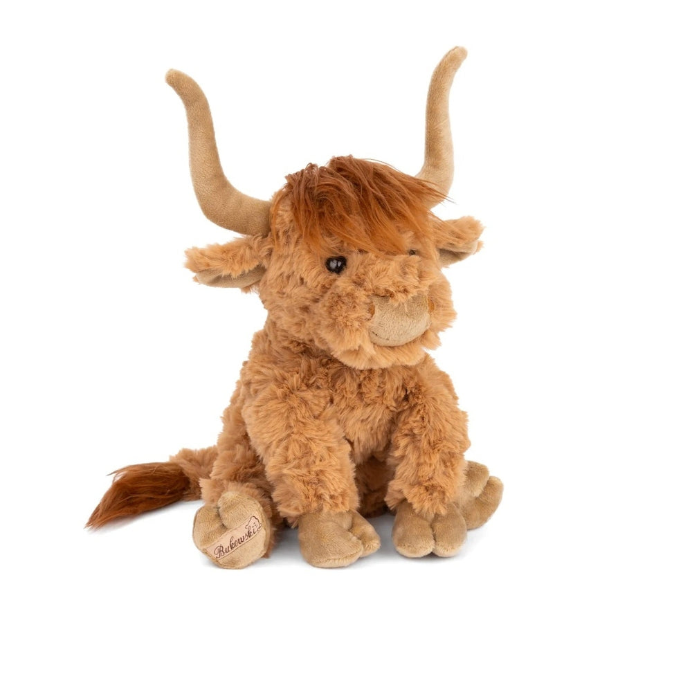 Bukowski Bears Henderson stuffed animal toy, a soft tan plush bull with orange mane, sitting upright.